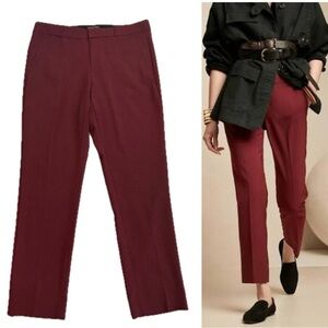 BANANA REPUBLIC BURGUNDY RED RYAN SLIM WOOL-BLEND PANT 8 NWT STRAIGHT LEG ANKLE